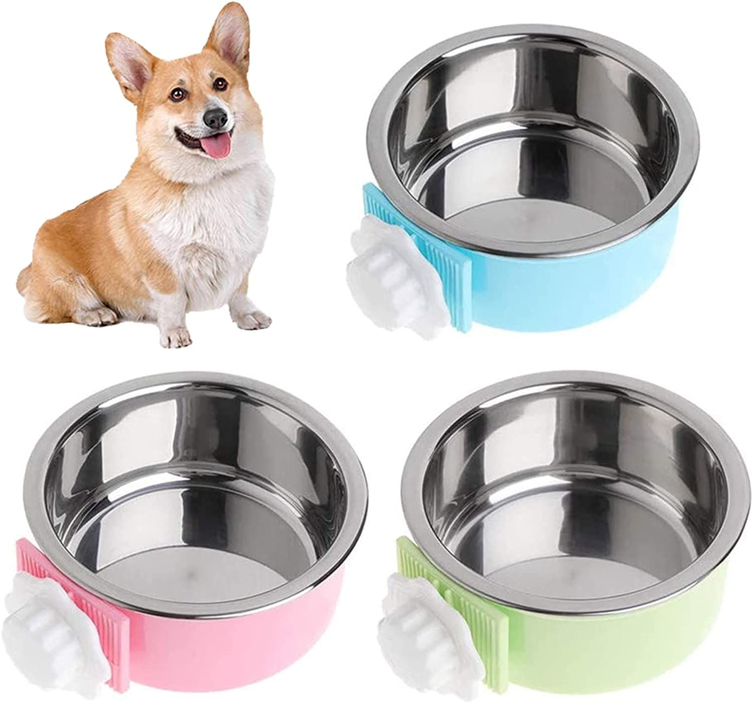 Removable Stainless Steel Hanging Pet Cage Bowl