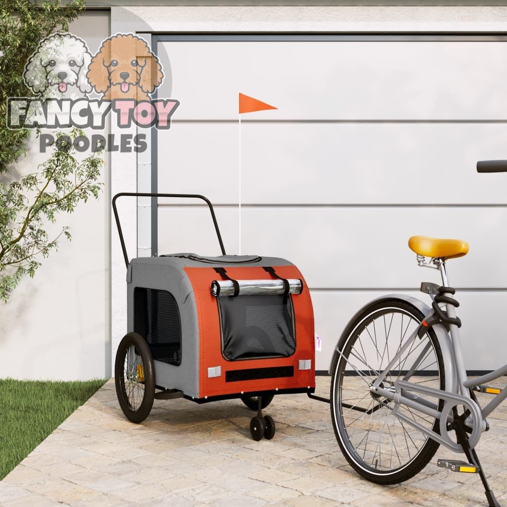 Dog Bike Trailer Orange and Gray Oxford Dog Bike Trailer