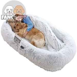 Human Size Dog Bed with Pillow Blanket 72.83x47.24x11.81in Bean Bag Bed Washable Removable Flurry Plush Cover Large Napping For Adults Kids Pets Human Size Dog Bed with Pillow Blanket