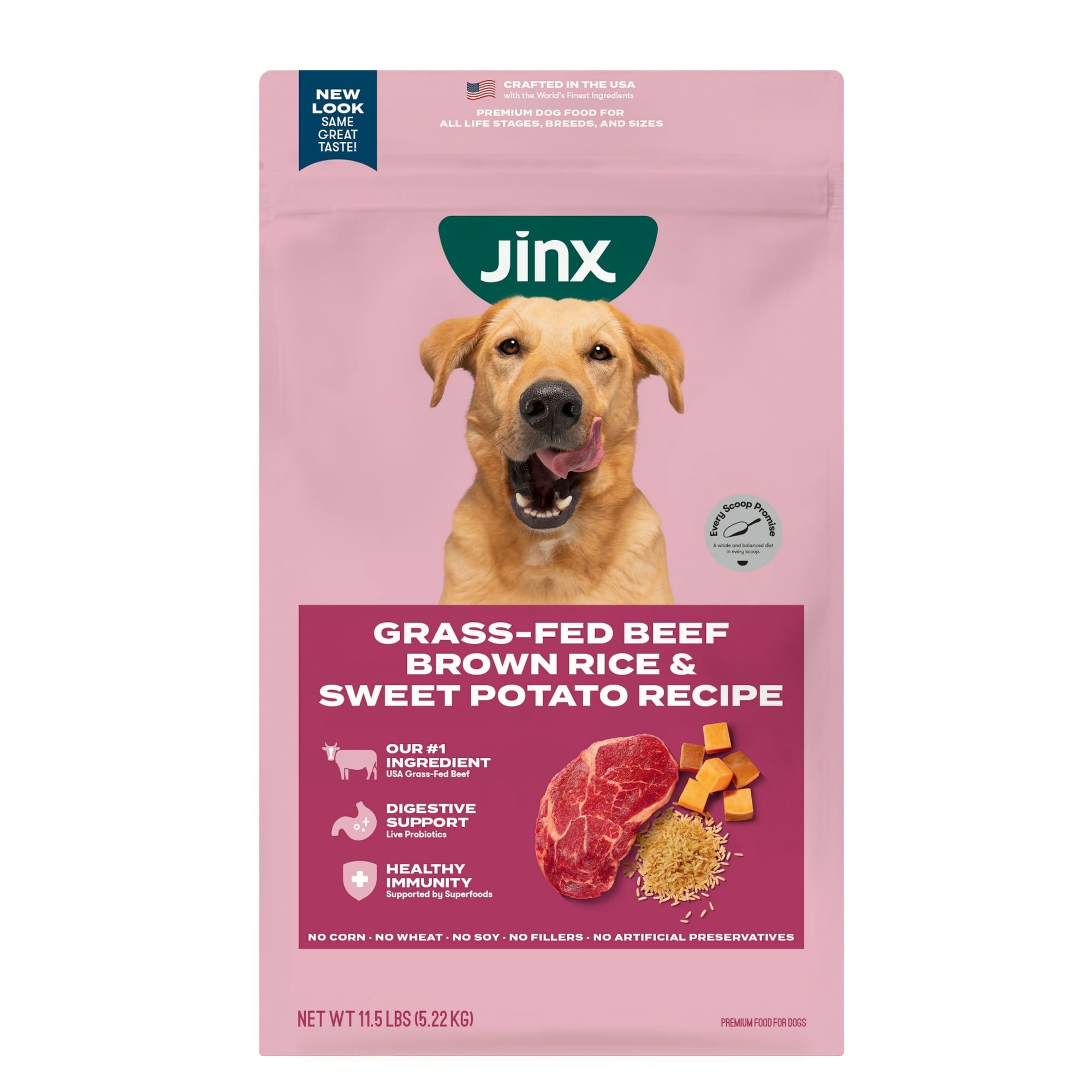 Jinx Grass-Fed Beef, Brown Rice & Sweet Potato Dry Dog Food, 11.5 lb. Bag