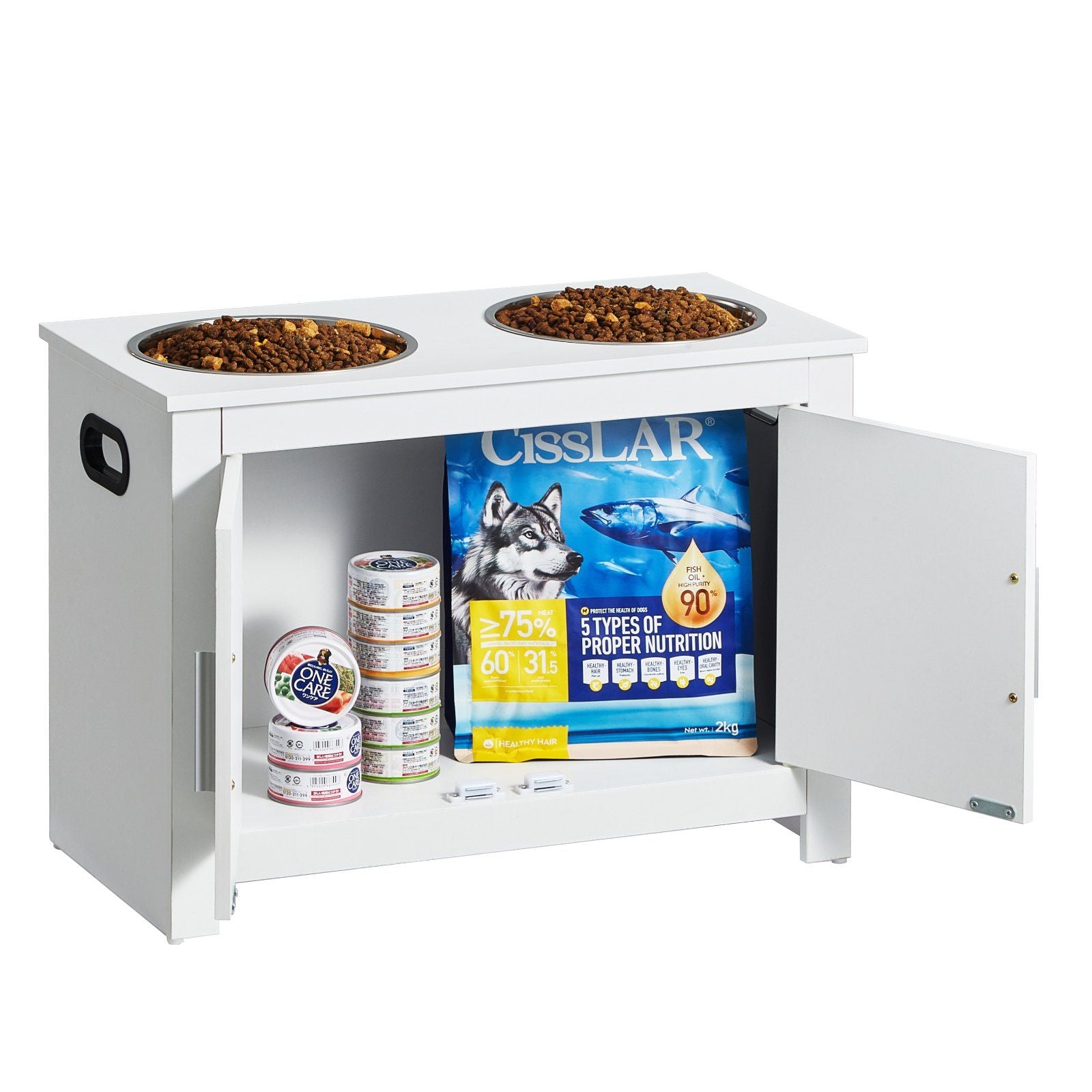 Pet Feeding Station With Storage Cabinet